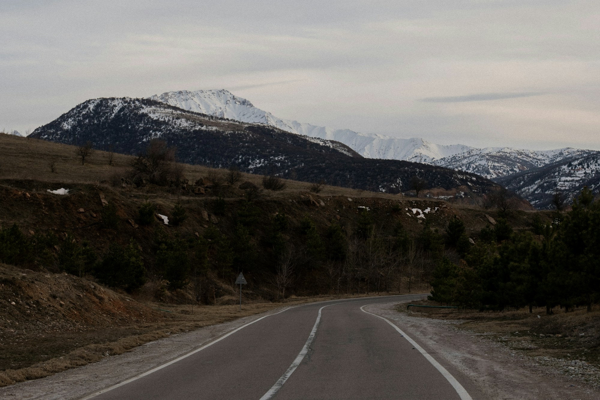 Route de campagne rectiligne s'étirant vers un horizon dégagé